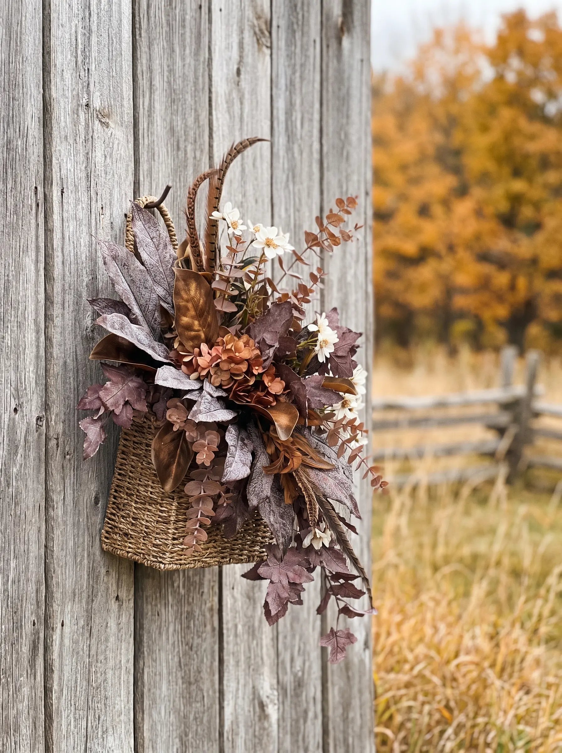 Close up details of the Falling Leaves arrangement on a door