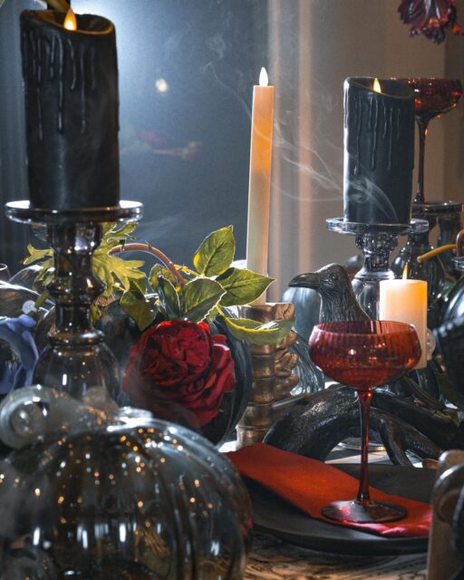Elegantly Sinister 🧙‍♀️🔮 A closer look at our #GothicGlam tablescape 

Stop in to see how our design staff can resurrect your Halloween decor…if you’re brave enough.